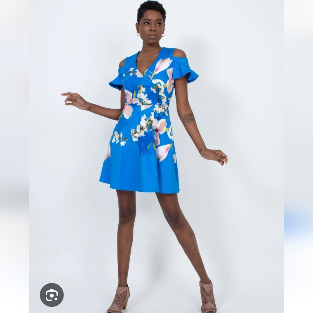 Ted Baker blue floral dress size 1 US size 2 4